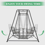 Kinfant 4-Seat Outdoor Patio Swing Chair with Stand, Heavy Duty 880 LBS Weight Capacity Metal Swing Bench with Table - Photo 3