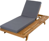 Acacia Wood Outdoor Chaise Lounge with Open Slatted Side, 4-Position Pool Lounge Chairs with All-Weather Cushion - Photo 4