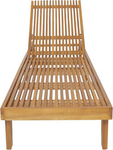 LUMISOL Outdoor Chaise Lounge Chair, Acacia Wood Frame Sunbathing Pool Lounger with 5-Position Adjustable Backrest - Photo 8