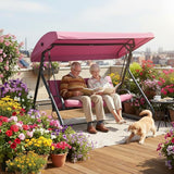 3-Seat Outdoor Convertible Swing Glider with Adjustable Canopy, 2-in-1 Bench to Flat Bed, Removable Cushions - Photo 8