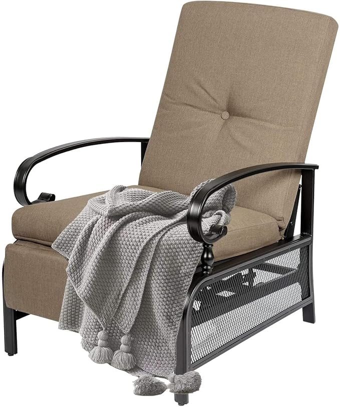 SUNCROWN Outdoor Adjustable Recliner Chair for Patio - A Relaxing Outdoor Metal Furniture Chair with Thick Cushion - Photo 1