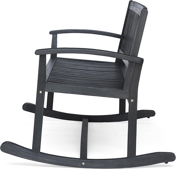 Patio Rocking Loveseat, 2 Person Outdoor Rocker Bench, Acacia Wood Patio Rocking Loveseat with Armrests - Photo 8