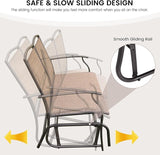 Giantex Patio Glider Bench, 400 Lbs Capacity, Steel Frame, Brown, Outdoor Swing Chair, 2-Person Loveseat, Back Support - Photo 6