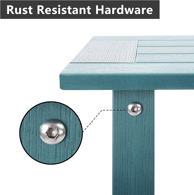 Double Adirondack Side Table Weather Resistant, Outdoor Rectangular End Table for Adirondack Chair, Aruba - Photo 5