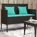 Garden Bench Deck Bench Patio Bench with Cushions Black Poly Rattan - Photo 1