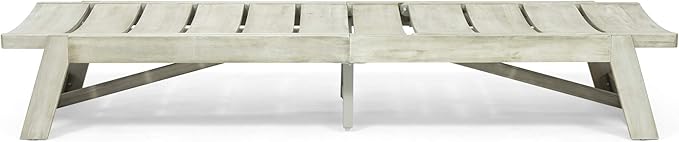 Great Deal Furniture Lillian Outdoor Wood and Iron Chaise Lounge, Light Gray and Gray, (309811)