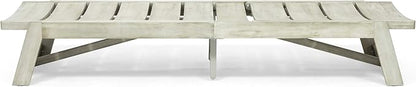 Great Deal Furniture Lillian Outdoor Wood and Iron Chaise Lounge, Light Gray and Gray, (309811)