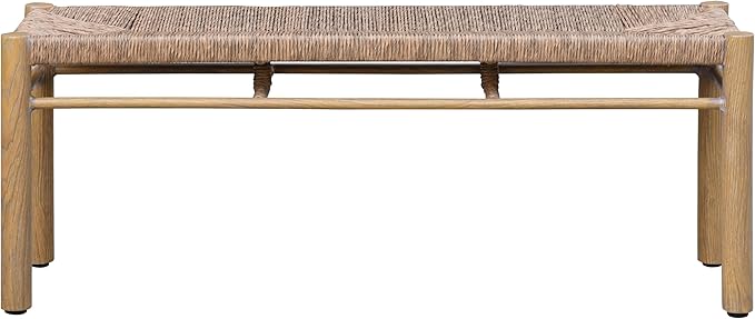 SAFAVIEH Couture Outdoor Patio Furniture Collection - Romona Tropical Bench, Natural Brown Rectangular with Woven Seat, Fully Assembled (CPT4002A)