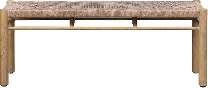 SAFAVIEH Couture Outdoor Patio Furniture Collection - Romona Tropical Bench, Natural Brown Rectangular with Woven Seat, Fully Assembled (CPT4002A)
