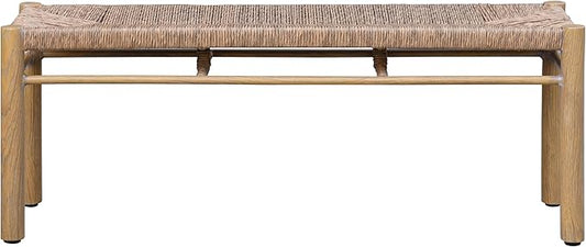 SAFAVIEH Couture Outdoor Patio Furniture Collection - Romona Tropical Bench, Natural Brown Rectangular with Woven Seat, Fully Assembled (CPT4002A)