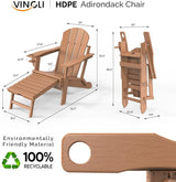 VINGLI Folding Adirondack Chair Set of 2 with Ottoman - Photo 3