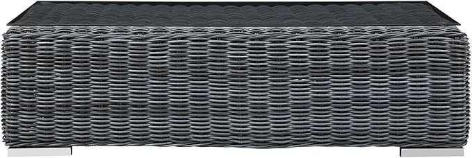Modway Summon Wicker Rattan Outdoor Patio Coffee Table in Gray - Photo 5