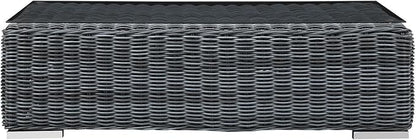 Modway Summon Wicker Rattan Outdoor Patio Coffee Table in Gray