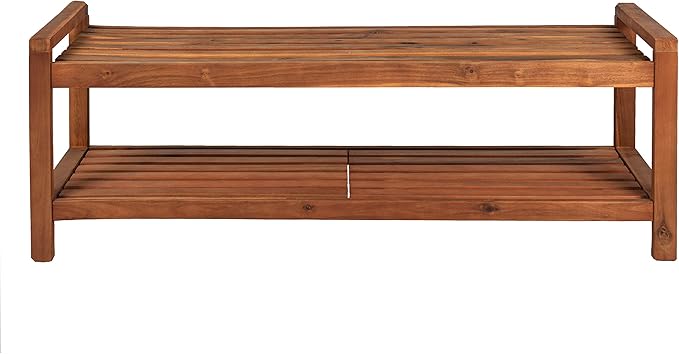 JONATHAN Y BNH102A Blane 50.8" 3-Seat Mid-Century Modern 600-Lbs Support Acacia Wood Slat Outdoor Garden Patio Bench for Garden, Lawn, Backyard, Pool, Deck, Beach, Firepit, Teak