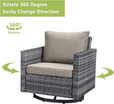 Wicker Outdoor Patio Furniture Set - 8 Piece Patio Conversation Set with 4 Swivel Rocker Chairs, 2 Rattan Ottoman - Photo 5