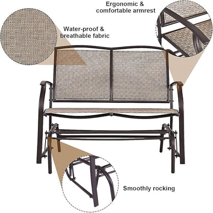 Outdoor Swing Glider Chair for 2 Persons, Rocking Seating Patio Bench w/Coated Steel Frame, Patio Loveseat for Backyard, Garden
