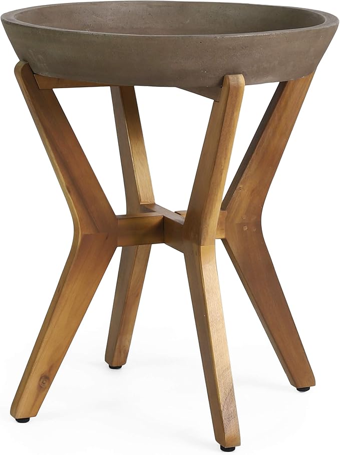 Christopher Knight Home Oprah Outdoor Side Table, Teak and Light Gray