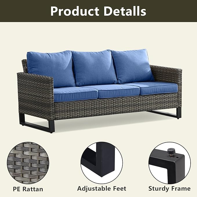 Wicker Outdoor Patio Furniture Set - 6 Piece Patio Conversation Set with 2 Swivel Rocker Chairs, 2 Rattan Ottoman - Photo 3