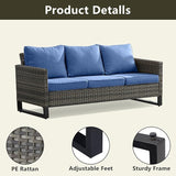 Wicker Outdoor Patio Furniture Set - 6 Piece Patio Conversation Set with 2 Swivel Rocker Chairs, 2 Rattan Ottoman - Photo 3