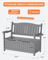 YEFU Outdoor Storage Bench for Patio: Heavy Duty Garden Bench Set of 2 with 96° High Backrest & Oversized Seating - Photo 2