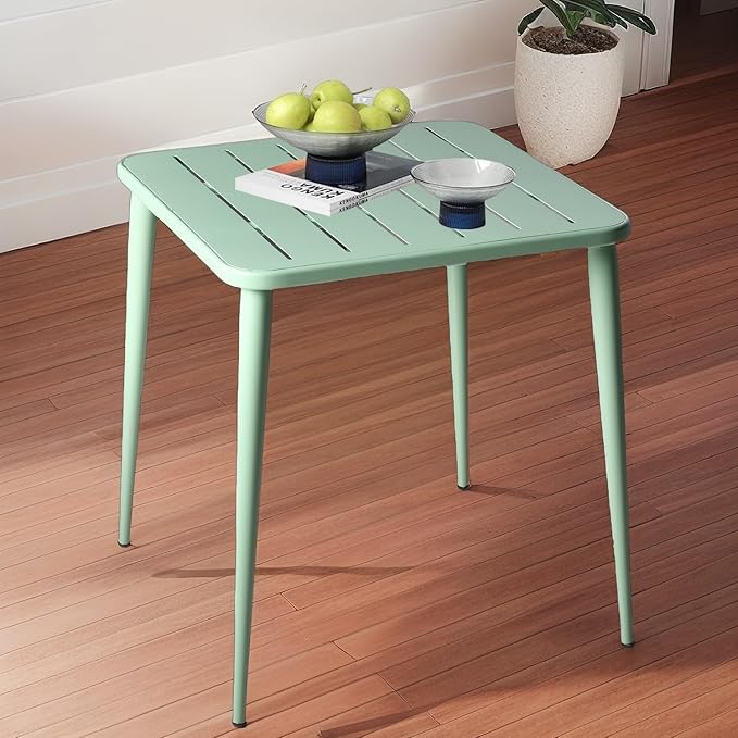 Modern Small Patio Table for Outdoor& Indoor Industrial Metal Bar Table Square Dinner Table for Small Space Working - Photo 7