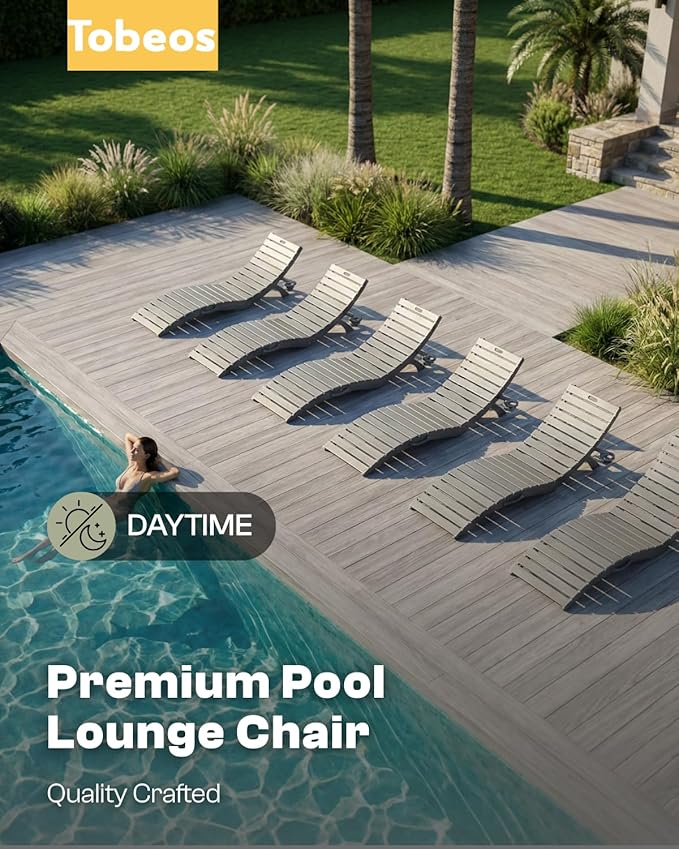 Pre-Assembled Folding in-Pool Lounge Chair, HDPE Outdoor Chaise Lounge with Cup Holder, Pool Lounge Chair for Poolside - Photo 9