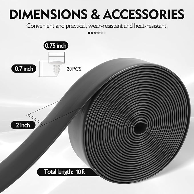 LukLoy Vinyl Straps for Patio Chair Repair 2'' Wide 10Ft Long Straps + 20 Rivets, Cuttable Replacement Straps for Outdoor Lawn Deck Pool Balcony Beach Furniture Chaise Lounge Repair, Black