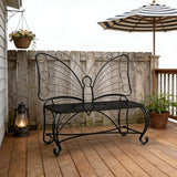 Small Metal Butterfly Garden Bench, Outdoor Benches Weatherproof, Patio Porch Bench for Outdoors - Photo 6