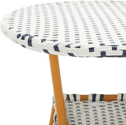 SAFAVIEH Outdoor Collection California White/Navy Bistro Table (Fully Assembled)