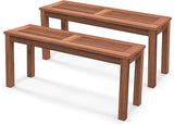 COSTWAY Outdoor Bench, 39.5” Backless Solid Wood Narrow Bench for Outside, Patio, Park, Garden & Front Porch (2) - Photo 1
