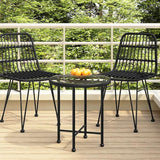 Bistro Table 19.7 inch Small Round Black Steel Tempered Glass Patio Dining Table UV-Resistant Compact for Living Room - Photo 1