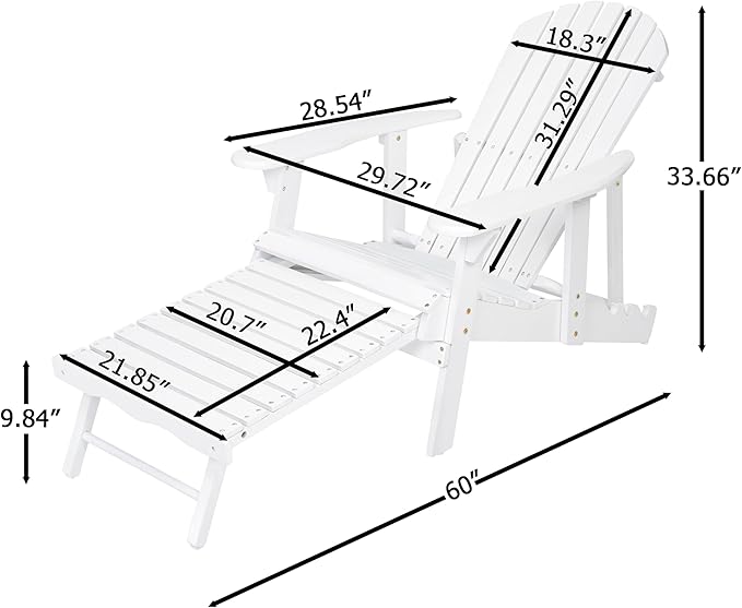 Malibu Adirondack Chair,Patio Seating,Acacia Wood,White-91