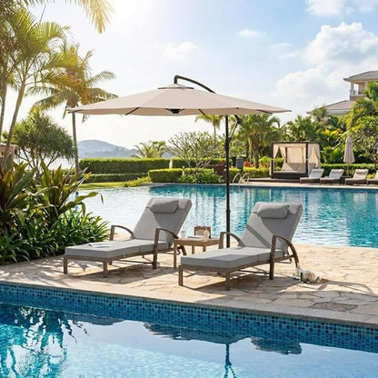 GarveeLife Outdoor Wicker Chaise Lounge Chair with Cushion, Metal Frame Patio Reclining Lounge Bed, All-Weather Rattan Sun Lounger for Poolside, Garden, Backyard & Balcony,Brown Wicker, Gray Cushion