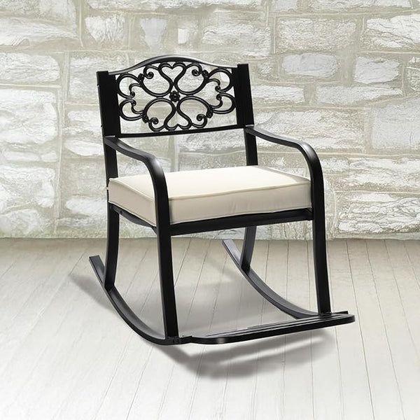 Outdoor Metal Rocking Chair with Cushion, Patio Rocking Bench for Garden, Porch, Balcony - Photo 1