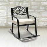 Metal Rocking Chair with Cushion, Outdoor Rocking Bench Wrought Iron Patio Rocking Chair with Footrest for Outside - Photo 7