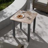 COOS BAY Modern Outdoor Table, Patio Side Table with Wood Grain Top, Metal Weather-Resistant Table for Deck, Porch - Photo 1