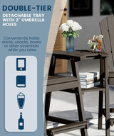 FOOWIN Tall Adirondack Chair Set of 2, All Weather HDPE Bar Height Adirondack Chair with Double Connecting Trays - Photo 7