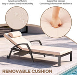 Patio Chaise Lounge Chairs Set of 4 Wicker Pool Lounge Chairs Outdoor with 5 Adjustable Back & Removable Cushion & Tray - Photo 3