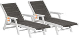 Outdoor Chaise Lounge Chair Set of 2, 5-Position Adjustable Patio Lounge Chair with Wheels & Cup Holder - Photo 1