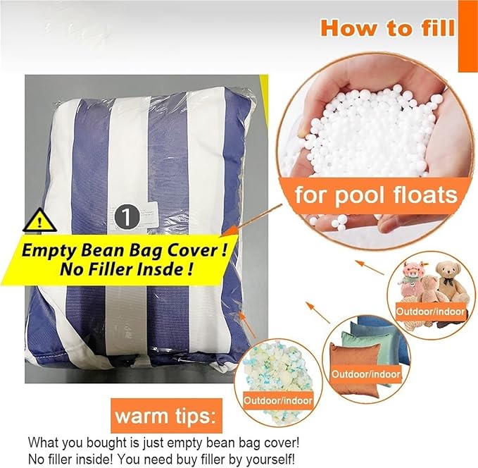 Floating Bean Bag For Pool No Fillers Outdoor Waterproof Bean Bag Lounge Chair Weather Resistant Patio And Poolside - Photo 5