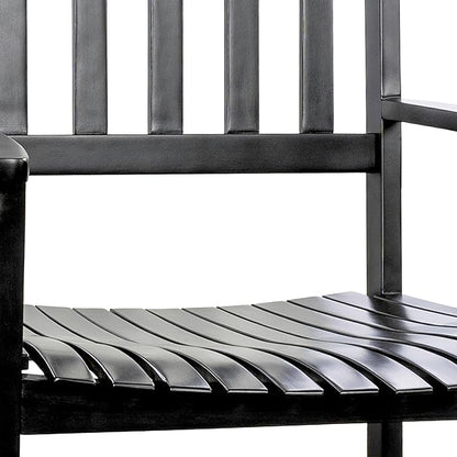 Eyely KCR300E Orvindar Farmhouse Classic Slat-Back 350-LBS Support Acacia Wood Outdoor Rocking Chair, Black