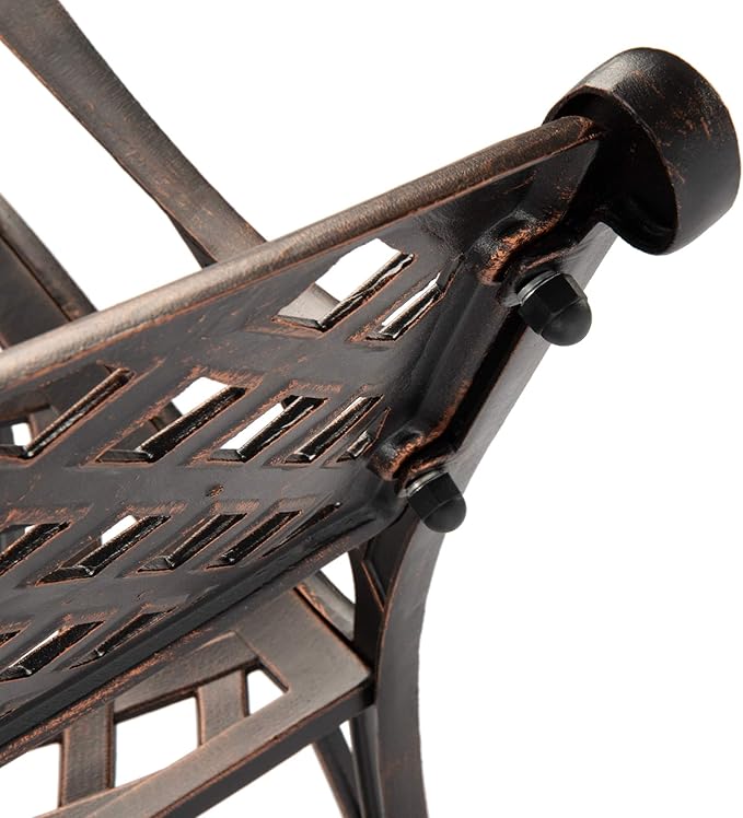 Balkene Home 61491 Patio Bench Cast Aluminum Lightweight Sturdy Bench Perfect for Relaxing Pause in Garden, Backyard Patio Basketweave Design - Antique Bronze Finish