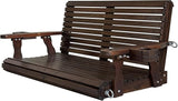 Wooden Porch Swing 2-Seater, High Backrest and Deep Seat, Bench Swing with Cupholders, Hanging Chains and 7mm Springs - Photo 8
