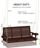 Real Relax Front Porch Swing, Wooden Upgraded 3 Person Seat Bench Swing Hanging Chair with Cup Holders - Photo 9