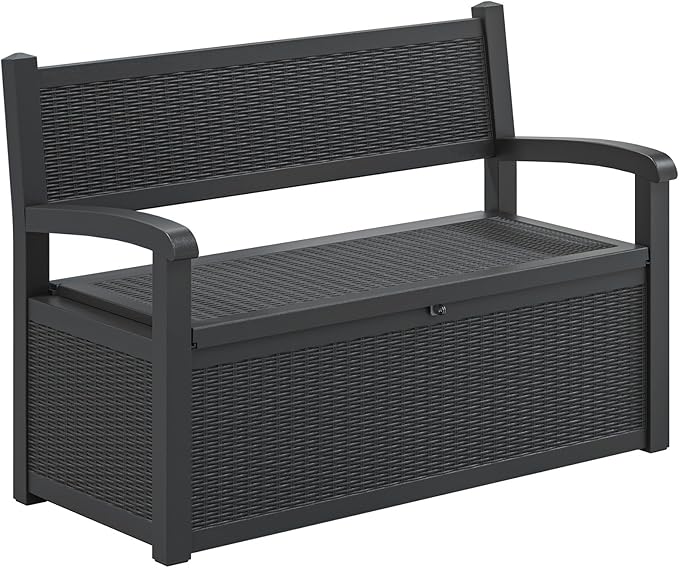 LHBcraft 70 Gallon Deck Bench with Storage, Outdoor Storage Box Bench Waterproof&Lockable - Photo 1