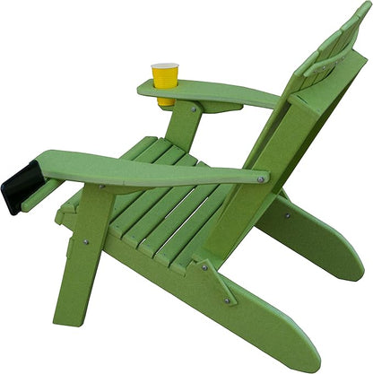 Furniture Barn USA Poly Folding Adirondack Chair with Smart Phone Holder, Tropical Lime Green