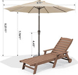 SERWALL Patio Chaise Lounge Chair Set of 2 with 9FT Patio Umbrella, 78'' HDPE Outdoor Lounger - Photo 3