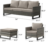 Rilyson Wicker Outdoor Patio Furniture Set - 5 Piece Patio Conversation Set with 2 Wicker Armrest Chairs - Photo 2