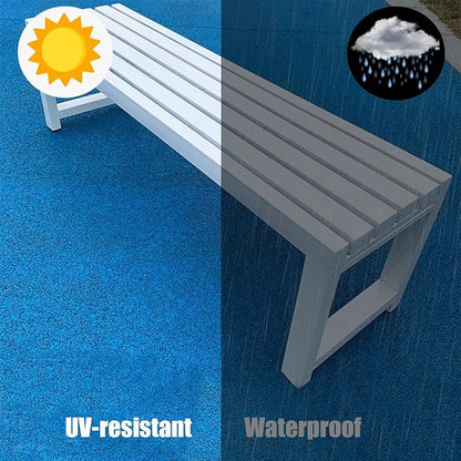 Outdoor Garden Bench, 2-Person Metal Patio Benches Weatherproof Outside Backless Bench 3.3ft 3.9ft 4.9ft 5.9ft Front Porch Seat Outdoor for Park, Yard, Lawn and Backyard Outside Chair(Purple,3.93ft)