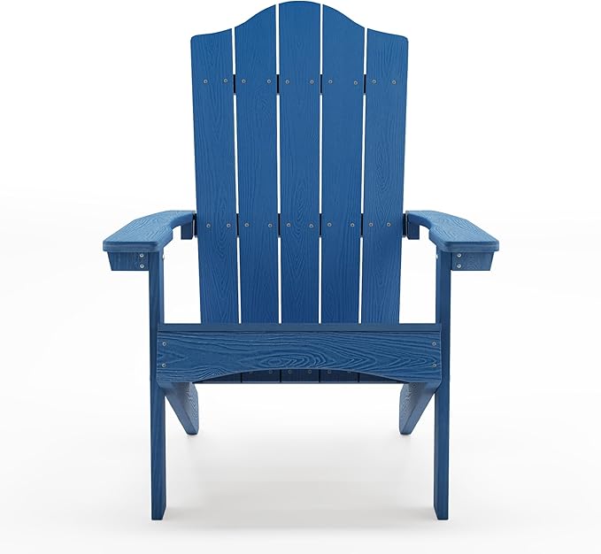 LUE BONA Adirondack Chair, Navy Blue Poly Adirondack Fire Pit Chairs, Modern Plastic Adirondack Chair Weather Resistant for Patio, Porch, Deck, Pool, Garden, Backyard